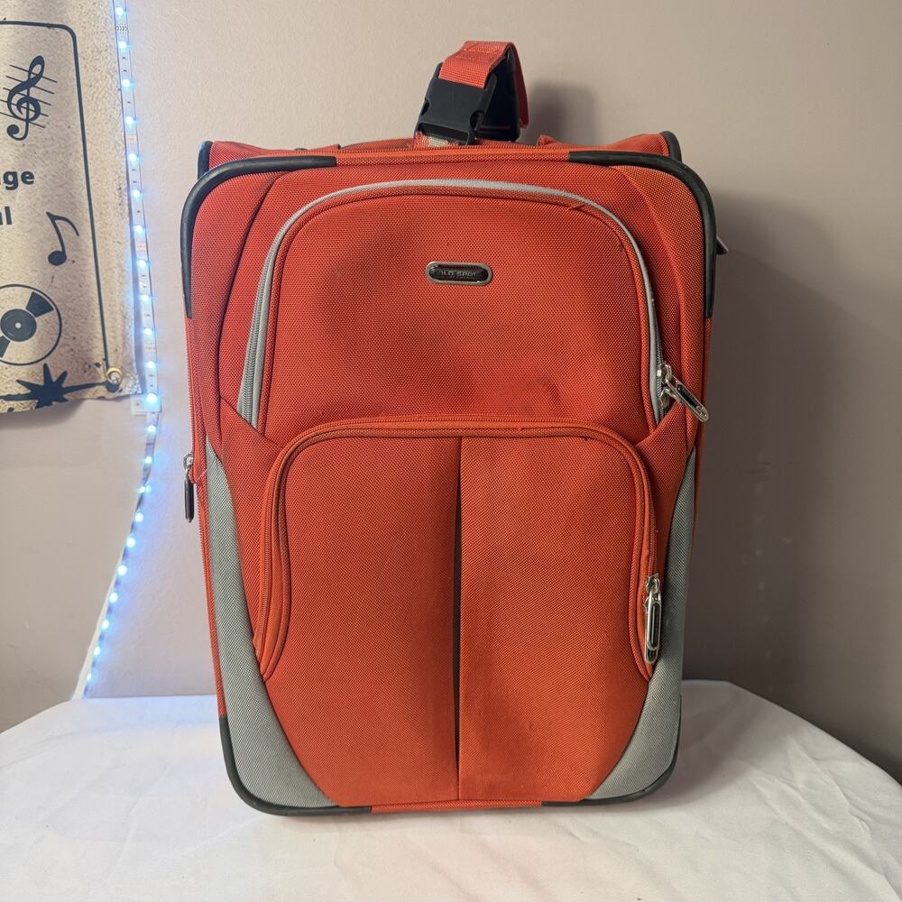 VTG Polo Sport Ralph Lauren 24” Wheeled luggage Rolling Suitcase orange